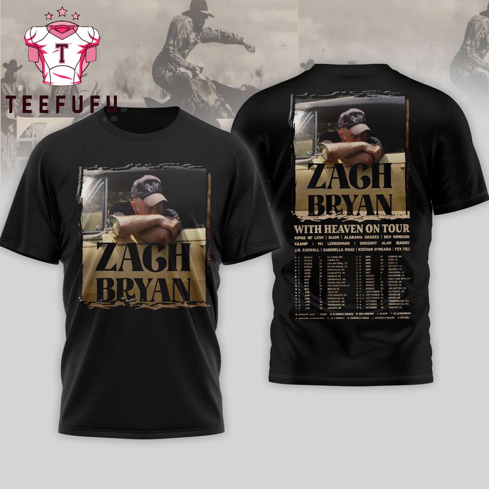 Zach Bryan 2026 With Heaven on Tour Black T Shirt