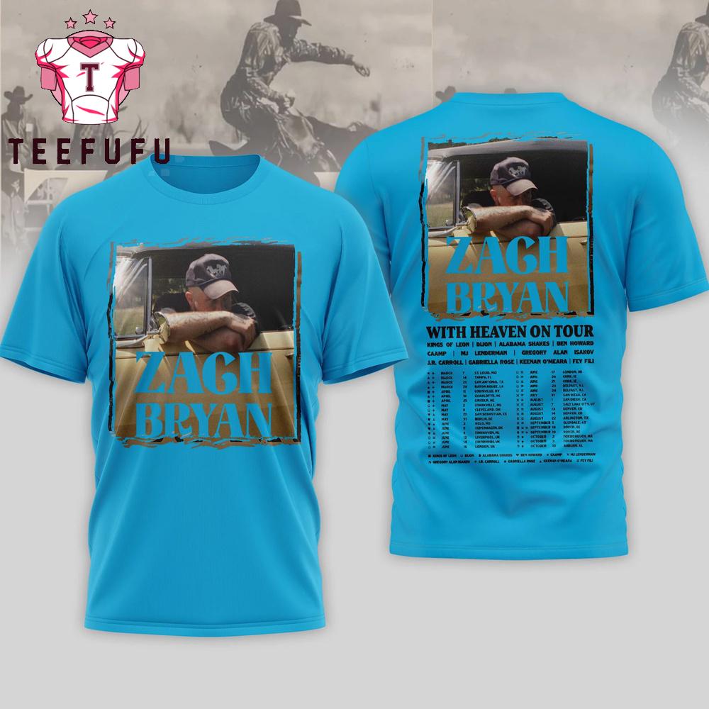 Zach Bryan 2026 With Heaven on Tour Blue T Shirt