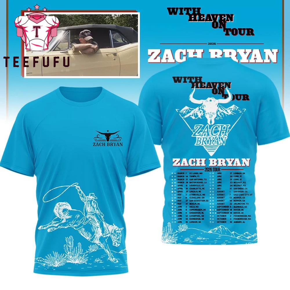 Zach Bryan With Heaven on Tour 2026 Schedule 3D Shirt