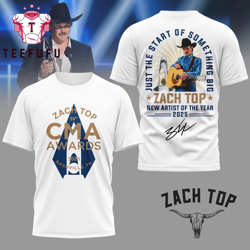 Zach Top 2025 CMA Awards Graphic Signature White 3D Shirt