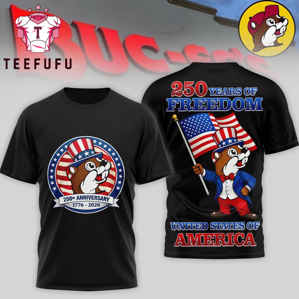 Buc-ee's 250 Years of Freedom United States of America Black T Shirt