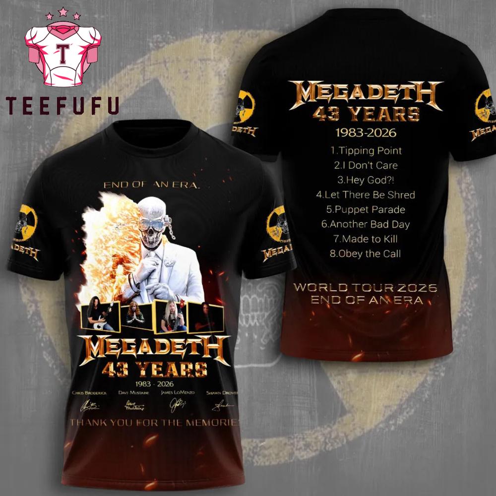 Megadeth Band Logo 2026 World Tour Edition 3D T-Shirt