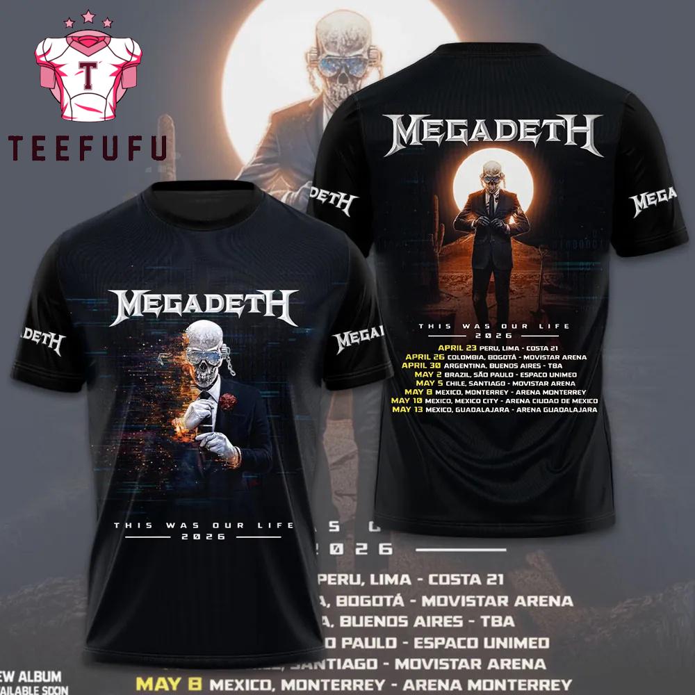 Megadeth Thrash Metal 3D World Tour 2026 T-Shirt
