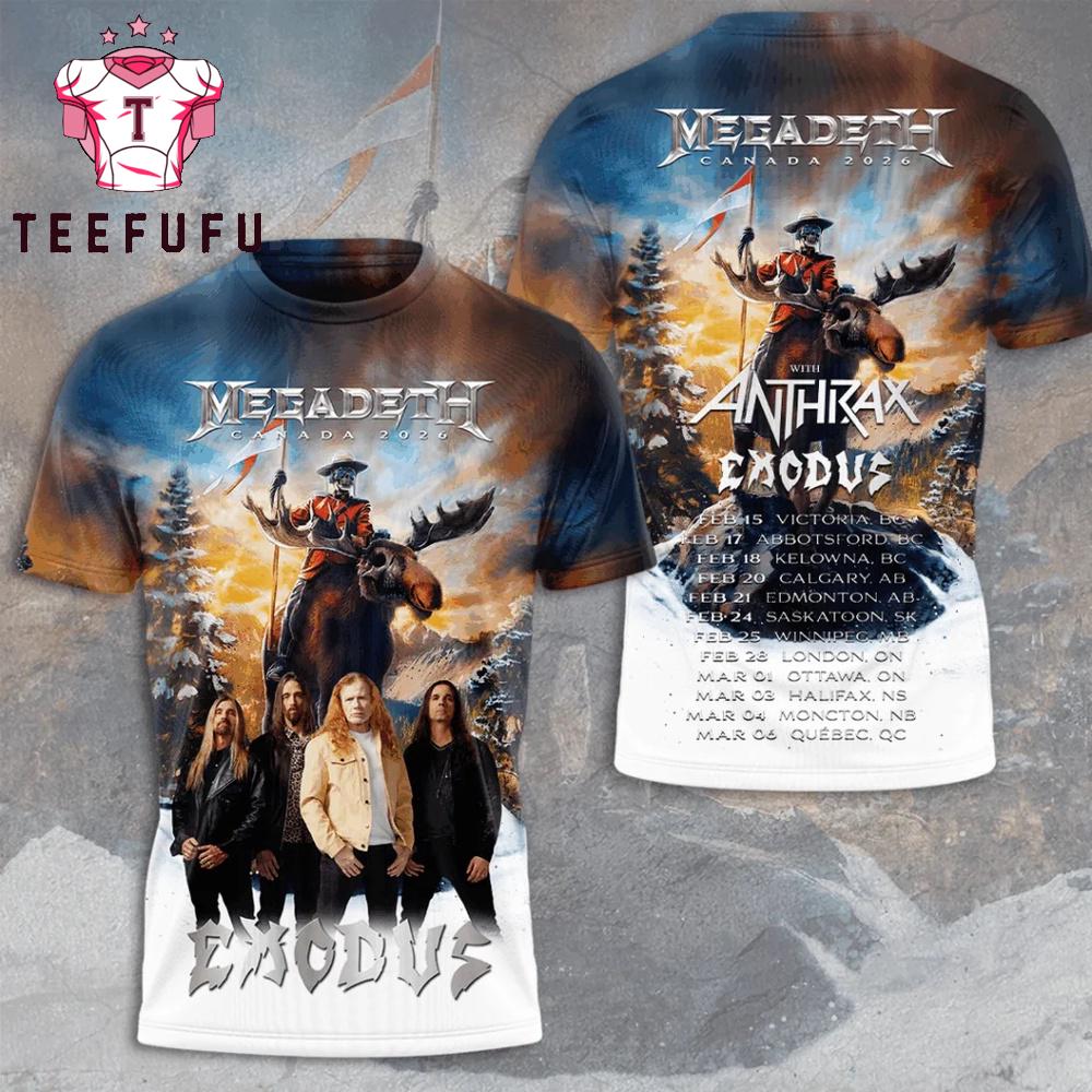 Megadeth Vic Rattlehead 2026 Tour Design 3D T-Shirt