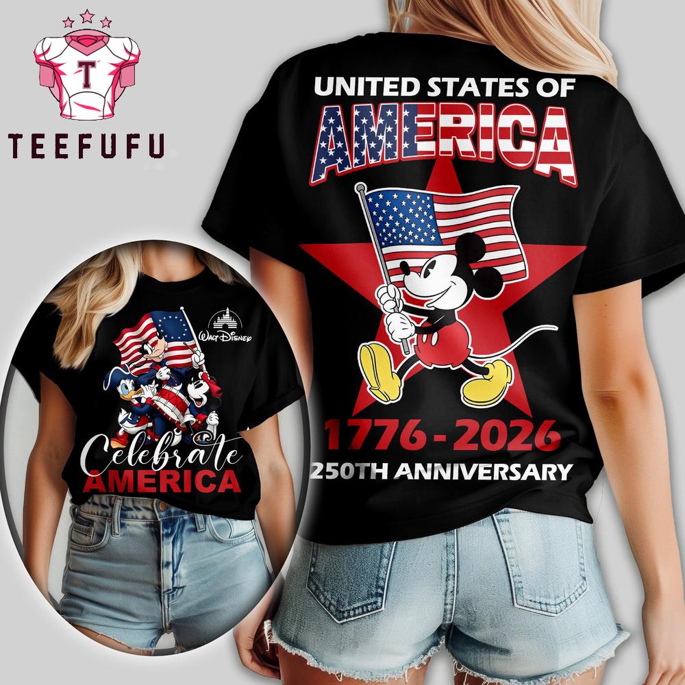 Mickey Mouse 250th Anniversary United States of American Black T Shirt