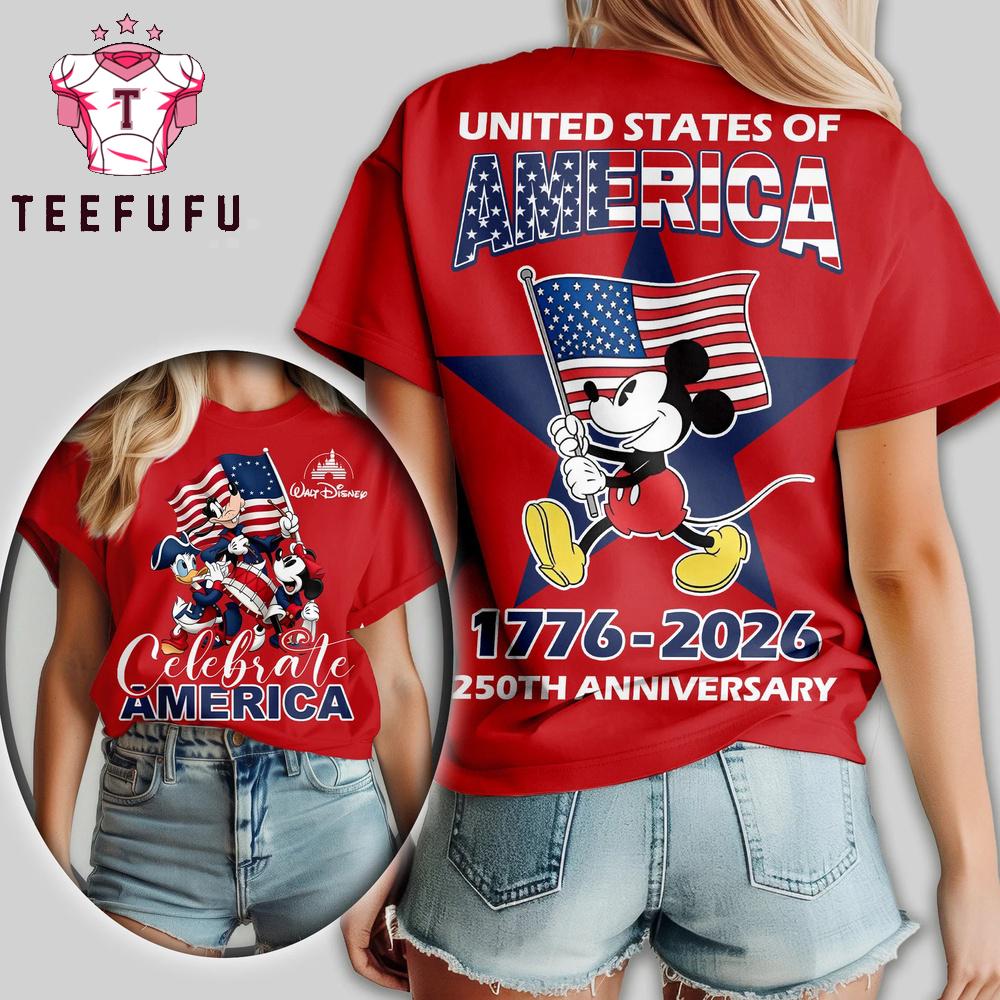 Mickey Mouse 250th Anniversary United States of American Red T Shirt