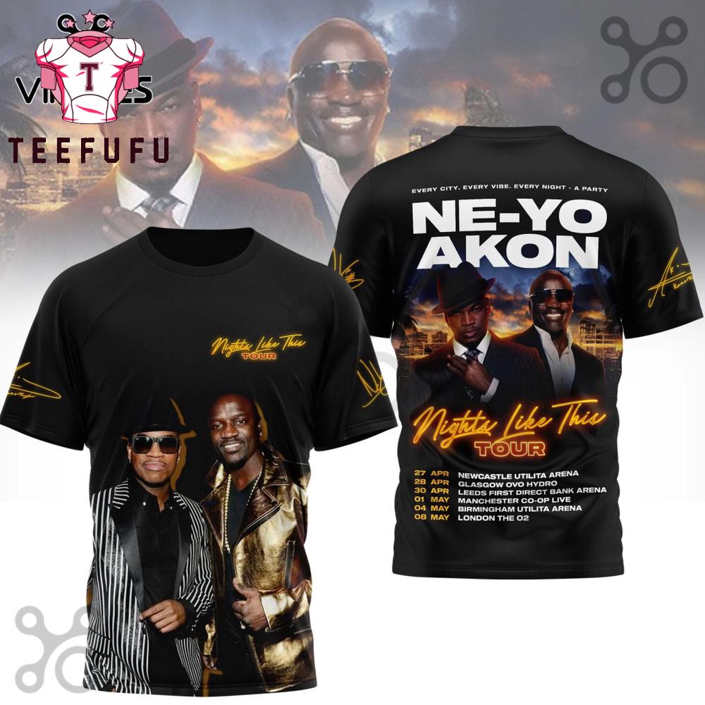 NE-YO And AKON Nights Like This 2026 Tour 3D Shirt