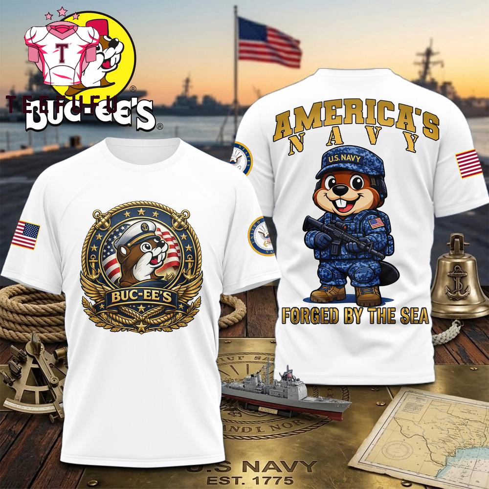 Buc-ee's US Navy Veterans White T Shirt