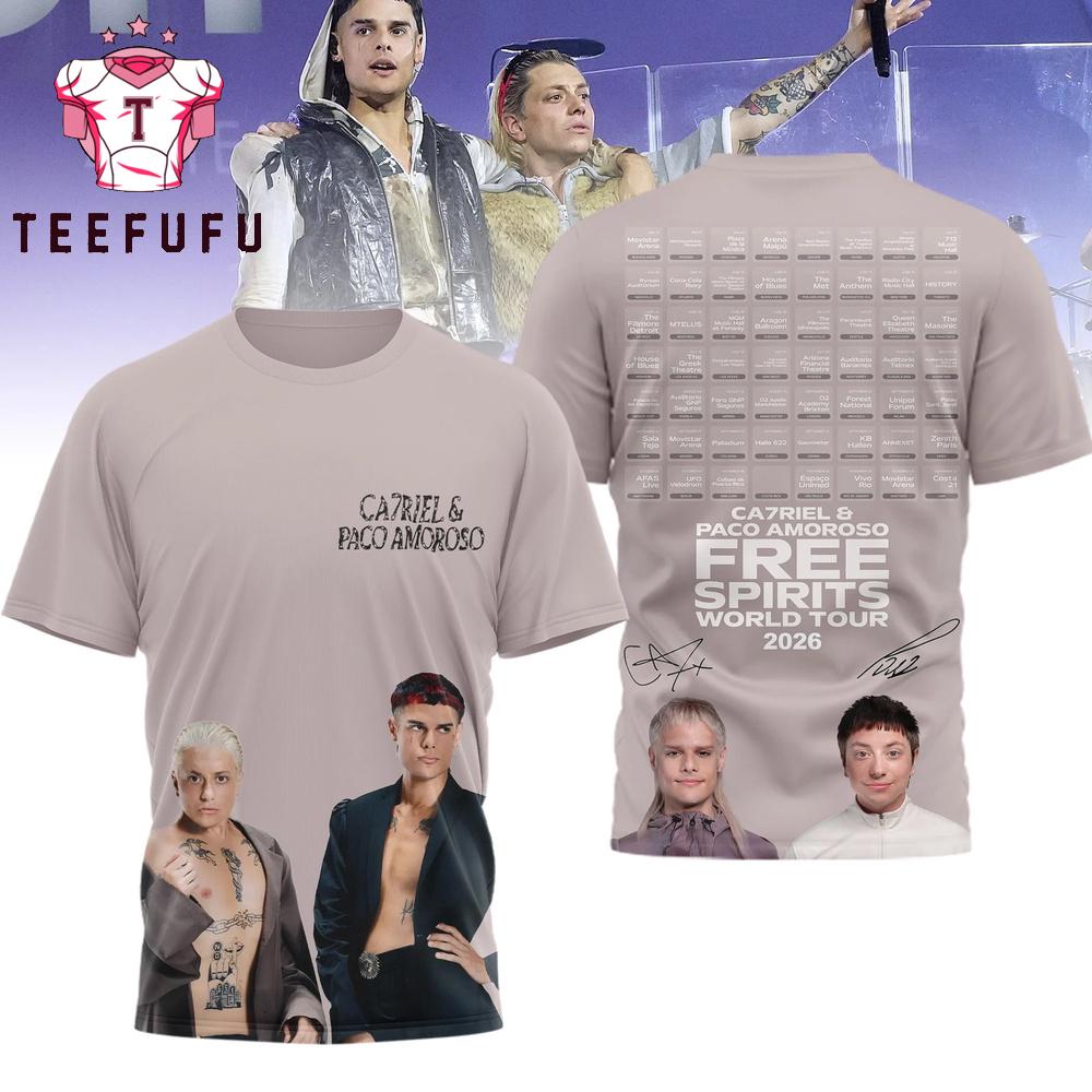 Ca7riel Paco Amoroso Free Spirits World Tour 2026 T Shirt