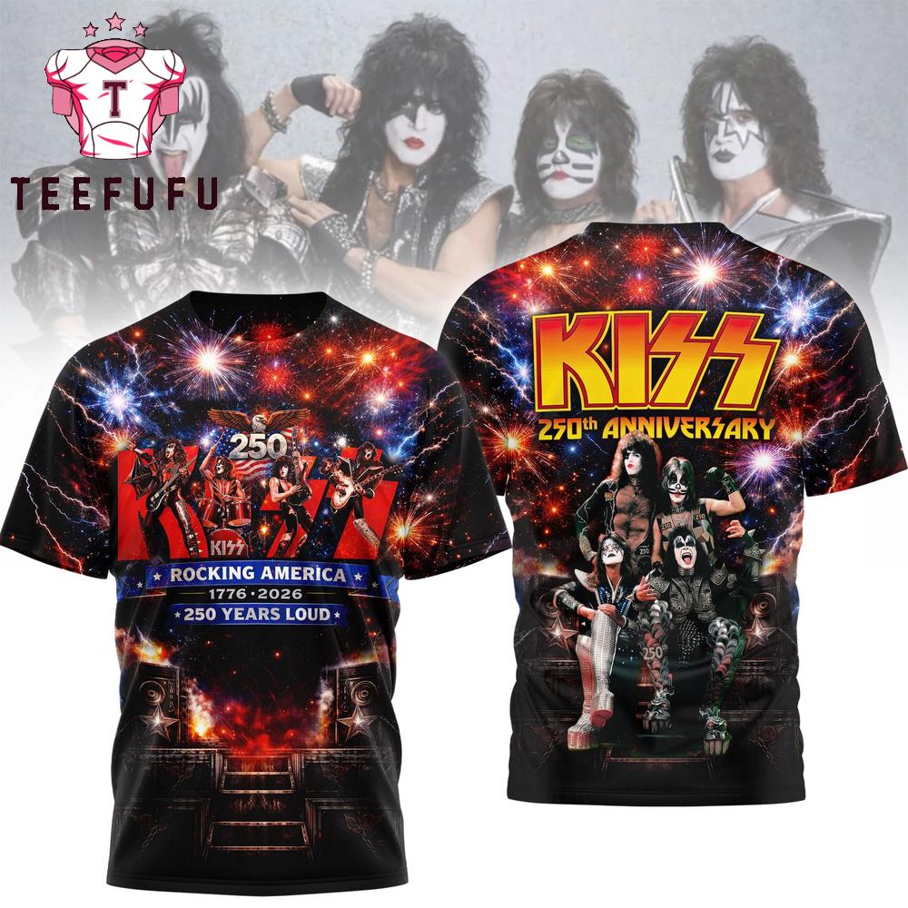 Kiss Rocking America 1776-2026 250 Years Loud T Shirt