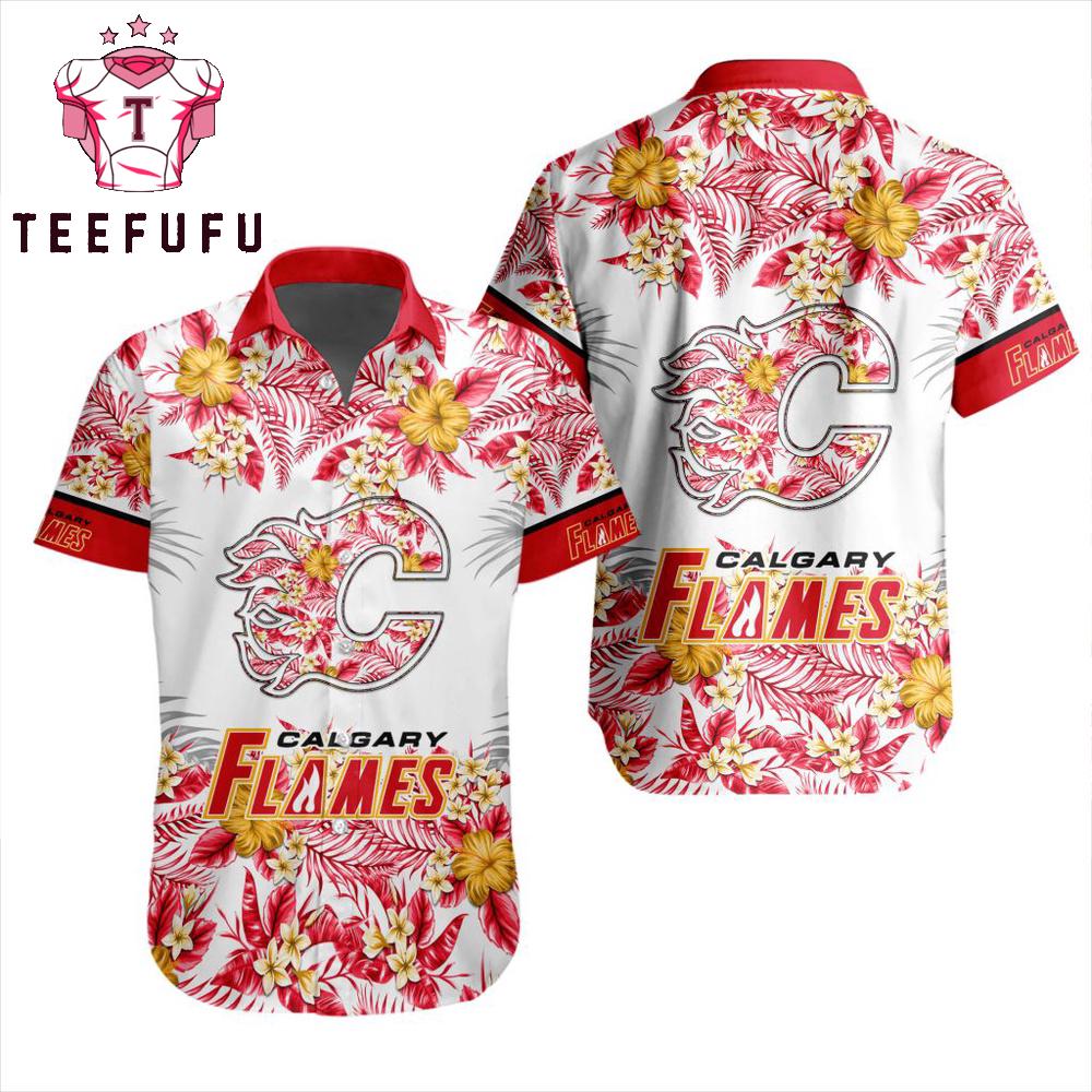 NHL Calgary Flames Special New Button Hawaiian Shirt