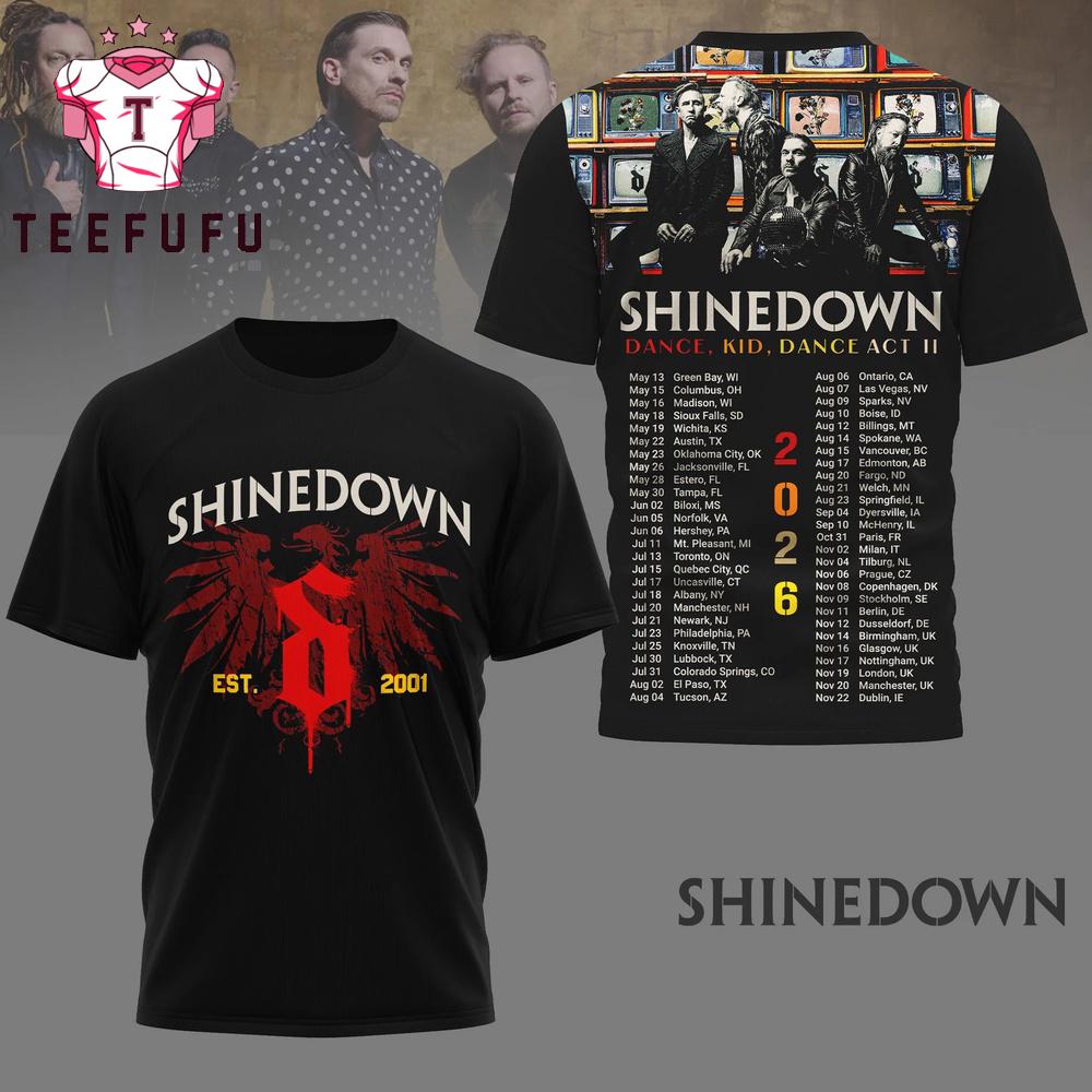 Shinedown 2026 Tour Scheduler 3D Shirt