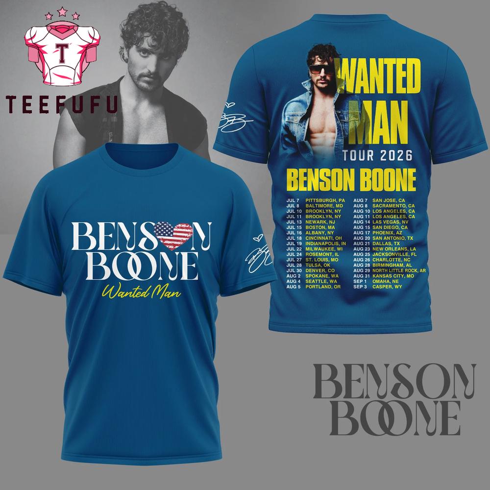Benson Boone Wanted Man Tour 2026 Schedule T Shirt