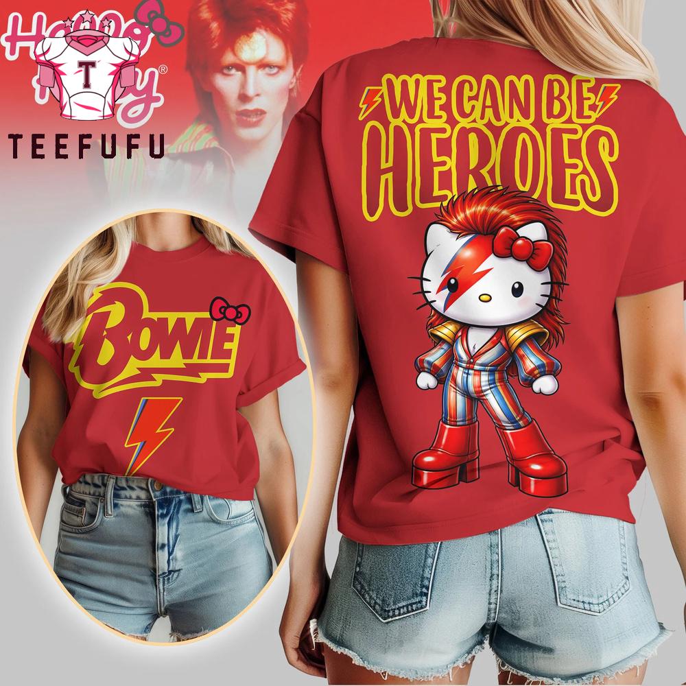 David Bowie x Hello Kitty We Can Be Heroes Red T Shirt