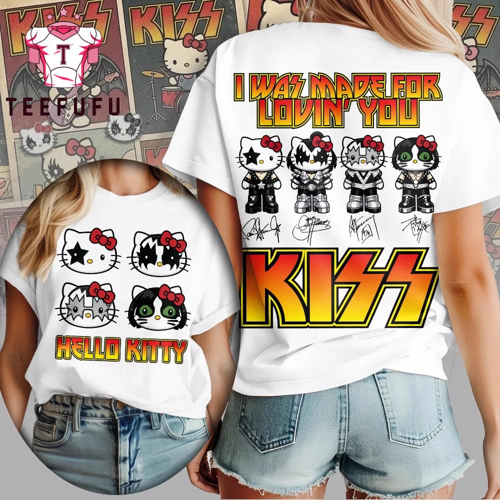 Hello Kitty x Kiss Band Unisex White T Shirt