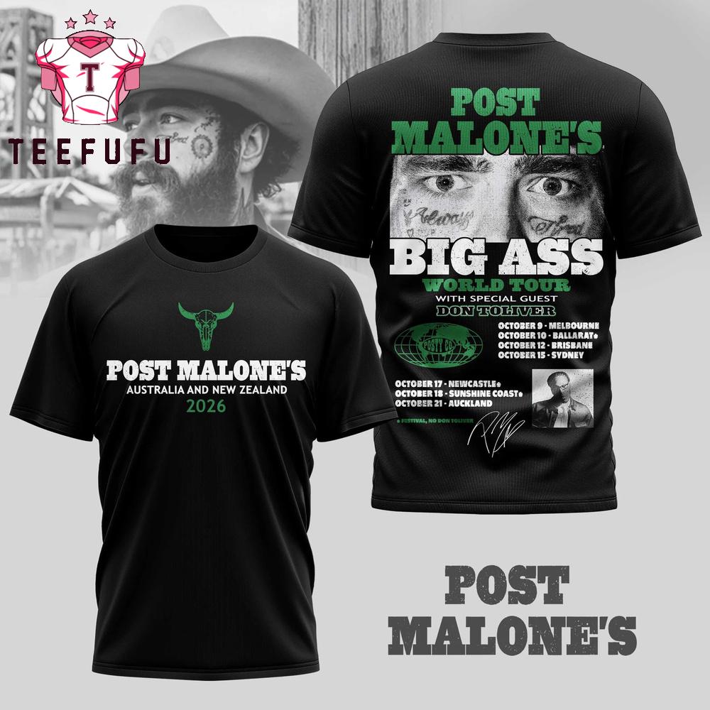 Post Malones Australia And New Zealand 2026 Tour T Shirt