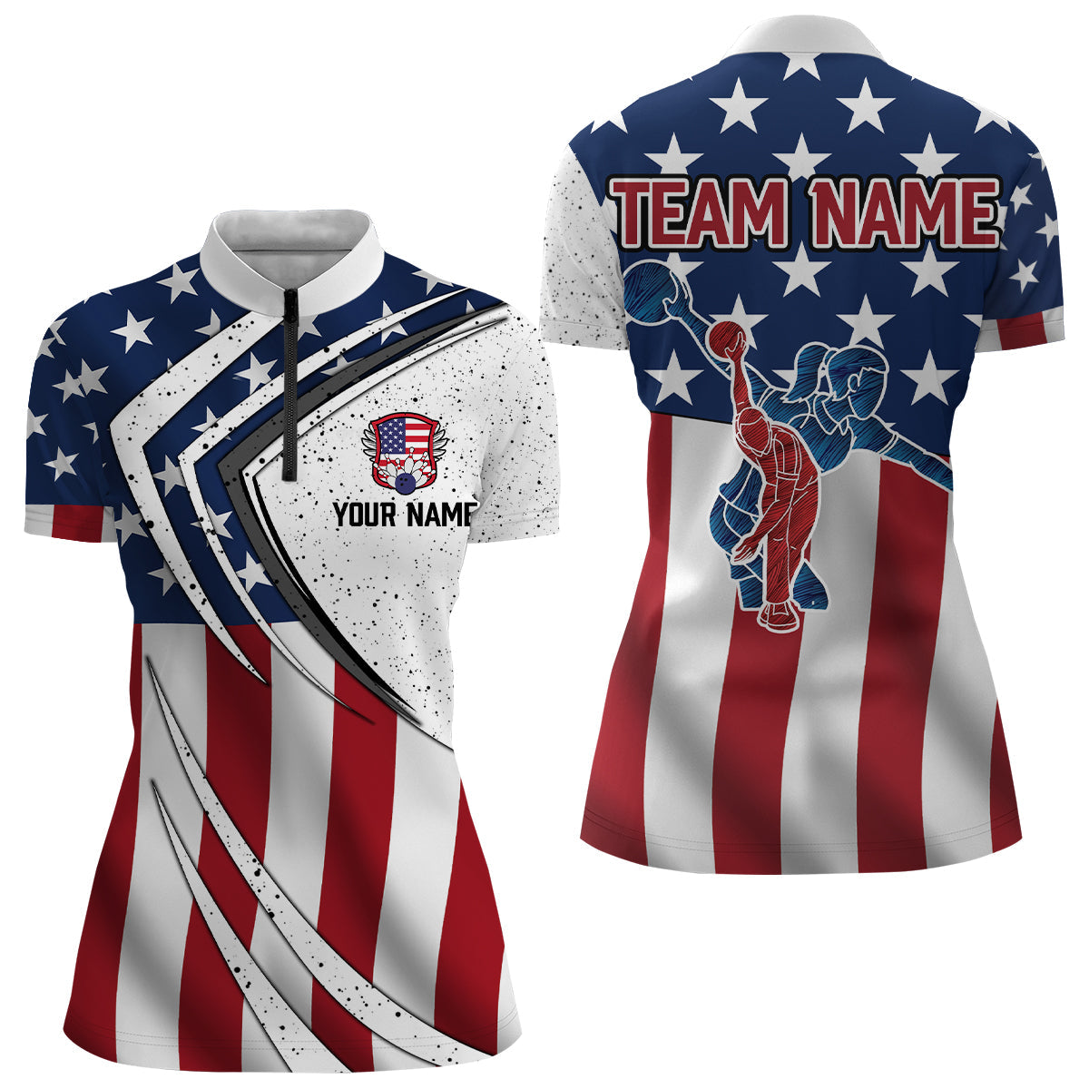 American Flag Retro Bowling Shirts For Women Custom Patriotic Bowling Team League Quarter Zip Shirt Custom Bowling Shirts 1 Qegwhj American Flag Retro Bowling Shirts For Women Custom Patriotic Bowling Team League Quarter Zip Shirt, Custom Bowling Shirts