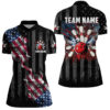 Black American Flag Smoke Women Bowling Quarter Zip Shirt Custom Patriotic Team Bowling Jersey, Custom Bowling Shirts, Bowling Gift Ideas 2 Black American Flag Smoke Women Bowling Quarter Zip Shirt Custom Patriotic Team Bowling Jersey, Custom Bowling Shirts, Bowling Gift Ideas