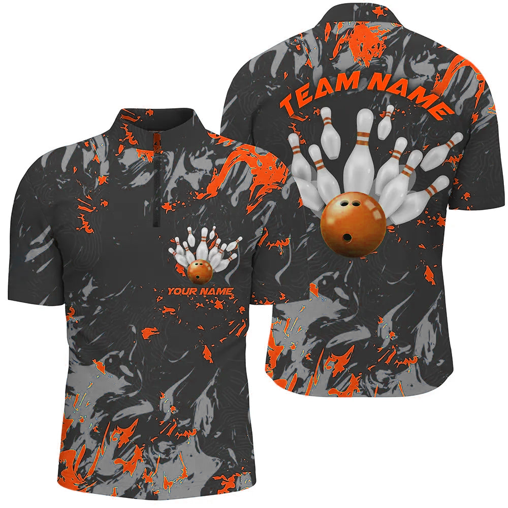 Black And Orange Camo Bowling Team Shirts Custom Men Quarter Zip Shirts Bowling League Shirts Custom Team Bowling Jerseys Bowling Shirts 1 Homqjq Black And Orange Camo Bowling Team Shirts Custom Men Quarter Zip Shirts Bowling League Shirts, Custom Team Bowling Jerseys, Bowling Shirts