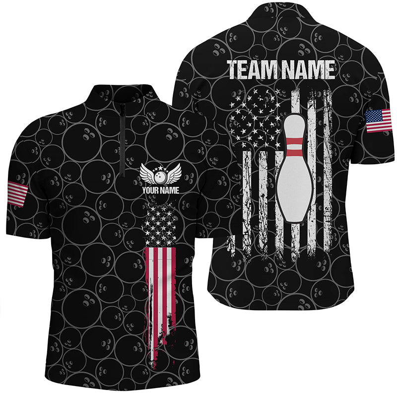 Black Retro Mens Bowling Quarter Zip Shirts Custom Vintage American Flag Team Ladies Bowlers Jerseys Custom Team Bowling Jerseys 1 U0jgvj Black Retro Mens Bowling Quarter Zip Shirts Custom Vintage American Flag Team Ladies Bowlers Jerseys, Custom Team Bowling Jerseys