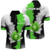 Black White Bowling Fire League Jerseys Custom Bowling Polo, Quarter Zip Shirts For Men Bowler Green, Custom Team Bowling Jerseys