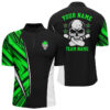 Black and green camo Custom camo Bowling Quarter Zip Shirts For Men, team skull Bowling Jerseys, Custom Team Bowling Jerseys, Bowling Shirts