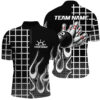 Black and white retro Bowling Polo, Quarter Zip Shirt for Men Custom Bowling Team League Jerseys, Custom Team Bowling Jerseys, Bowling Shirts 2 Black and white retro Bowling Polo, Quarter Zip Shirt for Men Custom Bowling Team League Jerseys, Custom Team Bowling Jerseys, Bowling Shirts
