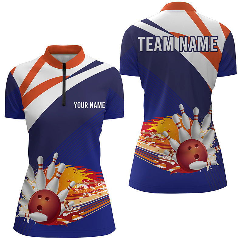 Blue And Orange Women S Bowling Shirt Quarter Zip Custom Name Ladies Bowlers Jersey Team Bowling Gift Custom Bowling Shirts 1 Zqxae4 Blue And Orange Women'S Bowling Shirt Quarter-Zip Custom Name Ladies Bowlers Jersey, Team Bowling Gift, Custom Bowling Shirts