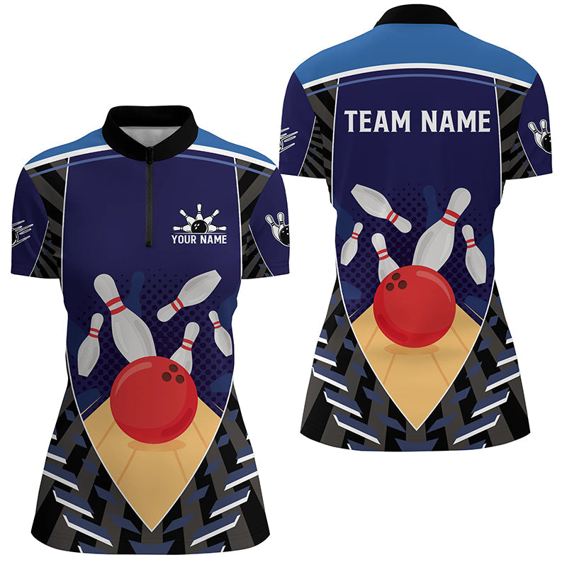 Blue Bowling Quarter Zip Shirts For Women Custom Retro Bowling Ball Pins Team Bowling Jerseys Custom Bowling Shirts Bowling Gift Ideas 1 Yd2yoy Blue Bowling Quarter Zip Shirts For Women Custom Retro Bowling Ball & Pins Team Bowling Jerseys, Custom Bowling Shirts, Bowling Gift Ideas