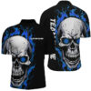 Blue Flame Skull Sport Jerseys, Custom Team Bowling Quarter Zip Shirts For Men, Bowler Outfits, Custom Team Bowling Jerseys, Bowling Shirts