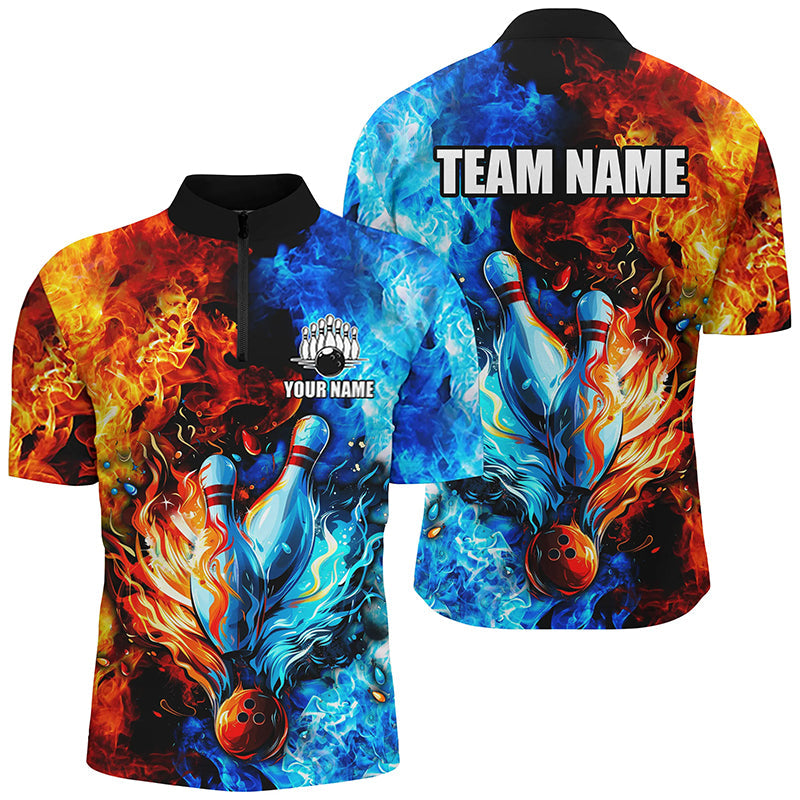Blue And Orange Two Sides Flame Bowling Polo Quarter Zip Shirts For Men Custom Bowling Team Jerseys Custom Team Bowling Jerseys 1 Rwsid0 Blue and orange two sides Flame bowling Polo, Quarter Zip shirts for men Custom Bowling Team Jerseys, Custom Team Bowling Jerseys