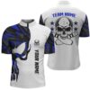Blue and white Bowling Quarter Zip shirts for men custom name Skull Bowling, team bowling shirts, Custom Team Bowling Jerseys, Bowling Shirts 1 Blue and white Bowling Quarter Zip shirts for men custom name Skull Bowling, team bowling shirts, Custom Team Bowling Jerseys, Bowling Shirts