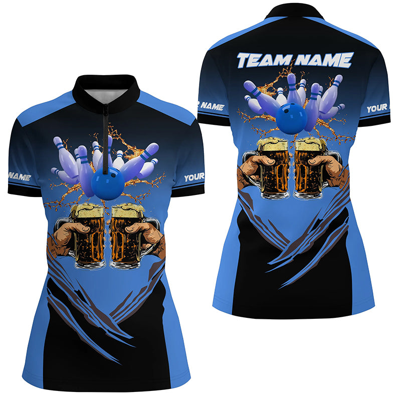 Bowling Beer Black And Blue Bowling Polo 14 Quarter Zip Shirts Custom Women Team Bowling Jerseys Custom Bowling Shirts Bowling Gift Ideas 1 Wonwze Bowling Beer Black And Blue Bowling Polo, 14 Quarter Zip Shirts Custom Women Team Bowling Jerseys, Custom Bowling Shirts, Bowling Gift Ideas