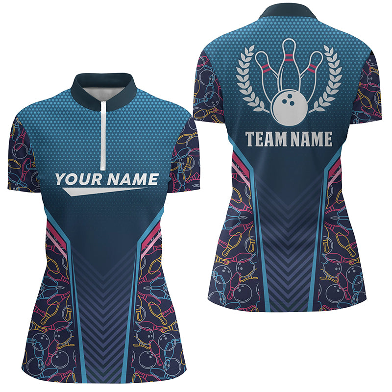 Bowling Blue Camo Women Quarter Zip Shirt Personalized Bowling Team League Jerseys Gift For Bowlers Custom Bowling Shirts 1 Neb3zp Bowling Blue Camo Women Quarter-Zip Shirt Personalized Bowling Team League Jerseys Gift For Bowlers, Custom Bowling Shirts