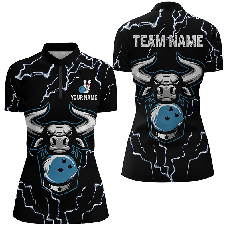Bowling Bull Thunder Lightning Black Women Bowling Quarter Zip Shirt Custom Bowling Team League Jersey Custom Bowling Shirts 1 Wdspqe Bowling Bull Thunder Lightning Black Women Bowling Quarter Zip Shirt Custom Bowling Team League Jersey, Custom Bowling Shirts