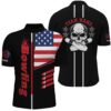 Bowling Quarter Zip Shirt Men Bowling Jerseys Personalized American flag skull Bowling Team Shirts, Custom Team Bowling Jerseys, Bowling Shirts