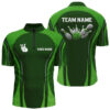 Bowling Quarter Zip shirts for men Custom bowling ball and pins green vintage Bowling Team Jerseys, Custom Team Bowling Jerseys, Bowling Shirts