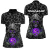 Bowling Shirts Personalized, Bowlers Outfits Skull Purple Bowling Quarter Zip Shirts Women Bowling League Jerseys