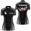 Bowling Shirts Personalized, Bowling Quarter Zip Shirts For Women Bowling Ball And Pins Black Vintage Bowling Team Jerseys
