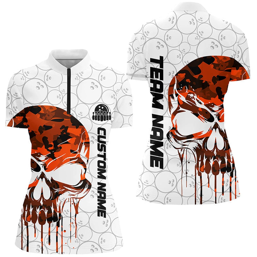 Bowling Shirts Personalized Orange Camo Skull Bowling Quarter Zip Shirts Women Team Bowling Jerseys Bowling Outfit 1 W1qban Bowling Shirts Personalized, Orange Camo Skull Bowling Quarter-Zip Shirts Women Team Bowling Jerseys Bowling Outfit