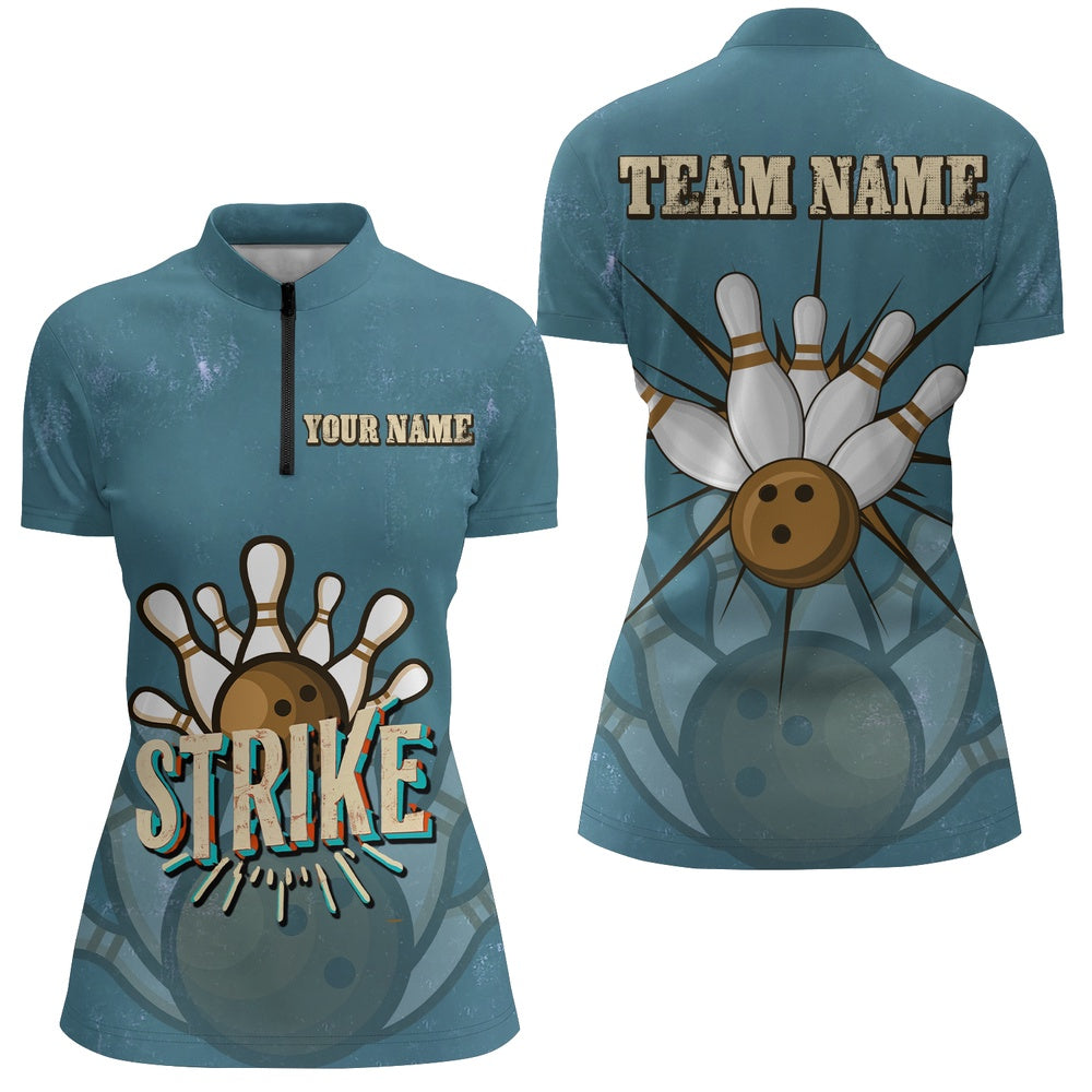 Bowling Shirts Personalized Strike Bowling Women Quarter Zip Shirts Vintage Bowling Team Jerseys Retro Outfits 1 Mya17h Bowling Shirts Personalized, Strike Bowling Women Quarter Zip Shirts Vintage Bowling Team Jerseys Retro Outfits