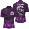 Bowling polo, quarter zip shirts for men Custom Purple camo Flame Skull Bowling Team League Jerseys, Custom Team Bowling Jerseys 2 Bowling polo, quarter zip shirts for men Custom Purple camo Flame Skull Bowling Team League Jerseys, Custom Team Bowling Jerseys