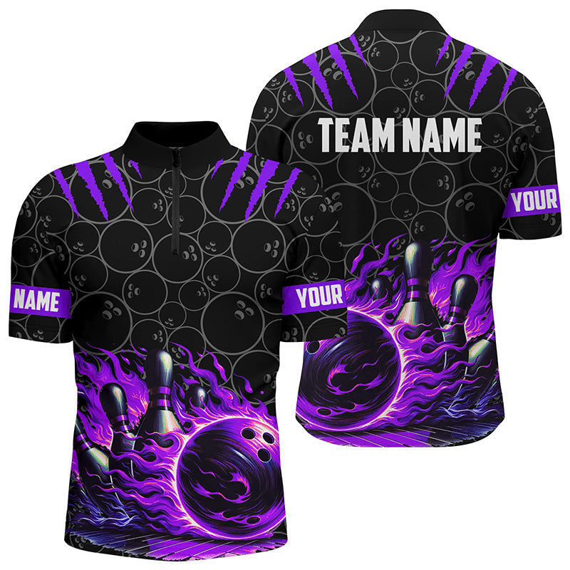 Bowling Polo Quarter Zip Shirts For Men Custom Black Purple Flame Bowling Shirt Team Bowling Jerseys Custom Team Bowling Jerseys 1 Syrpld Bowling polo, quarter zip shirts for men Custom black purple flame bowling shirt, Team Bowling Jerseys, Custom Team Bowling Jerseys