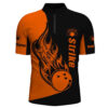 Vintage Bowling Shirts, Custom Black And Orange Bowling Quarter Zip Shirts For Men, Bowling Team Shirts Bowling Strike