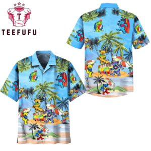 Grateful Dead Bear Dancing Tie Die Style Trendy Hawaiian Shirt