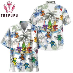 Grateful Dead Dancing Bears Red Navy Color Trendy Hawaiian Shirt