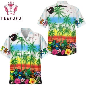 Grateful Dead Hibiscus Tropical Black Trendy Hawaiian Shirt