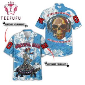 Grateful Dead Logo With Flower And Leaves Pattern Trendy Hawaiian Shirt