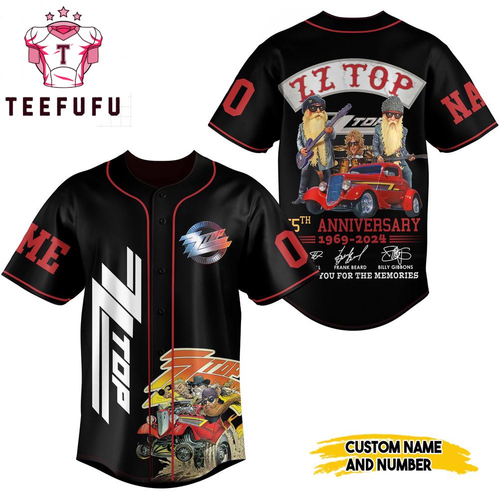 ZZ Top Band 55 Year Thank You For The Memories Baseball Jersey ZZ Top Band 55 Year Thank You For The Memories Baseball Jersey