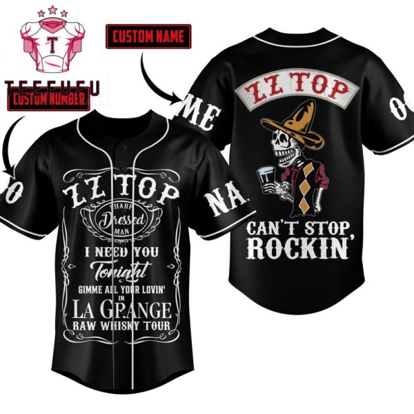 ZZ Top Can't Stop Rockin Baseball Jersey